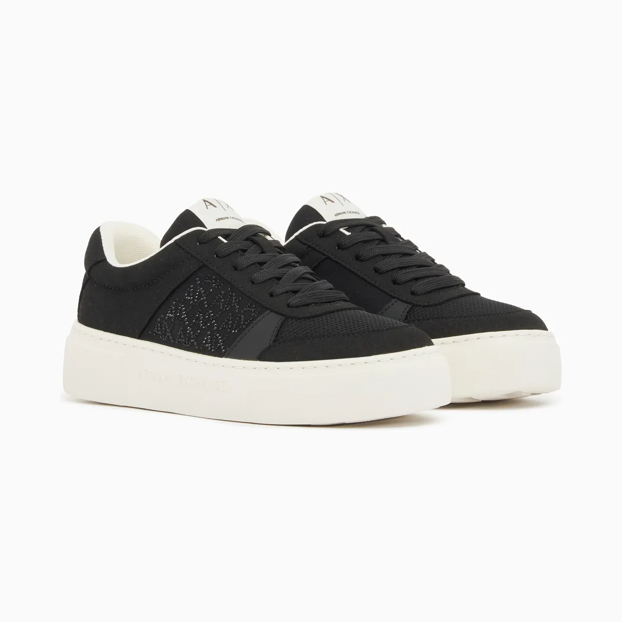Armani Lace-Up Low-Top Sneakers In Textured Mesh With A Thick Sole (XW002788-AF23057-UC001) (2)