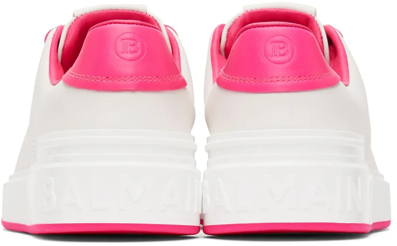Balmain White & Pink B-Court Sneakers (XN1VI690LVTA)