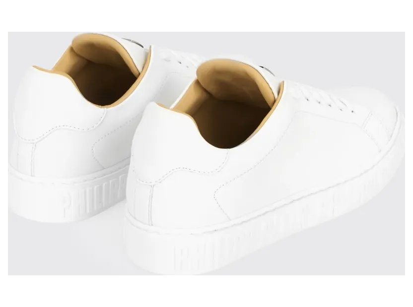 Philipp plein Low-Top Lace-Up Sneakers in Smooth Leather with Applied Logo White (UAESWSC2790PLE005N01) (2)
