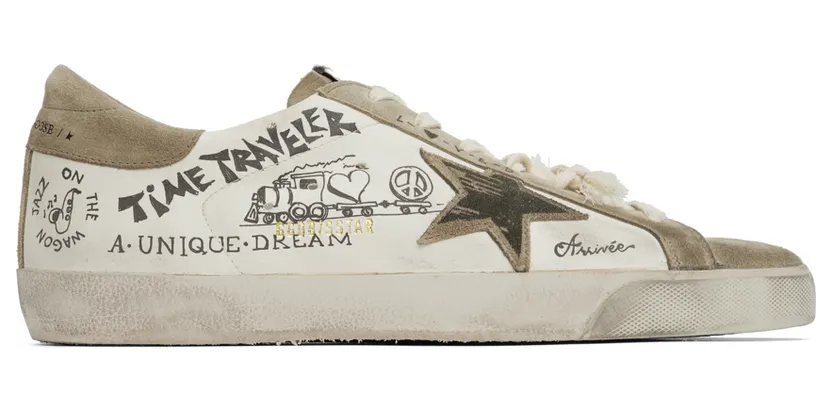 Golden Goose White & Taupe Super-Star Sneakers (GMF00101.F003284.10961)