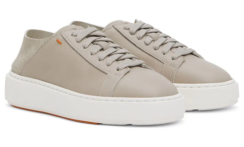 Santoni Gray Leather Derby Sneakers (WBCD60973BARGOLYE24) (4)