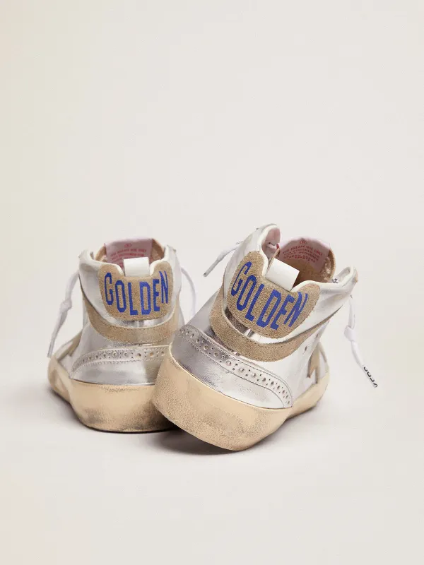 Golden Goose Mid Star In Silver Laminated Leather With Dove Gray Star (GWF00122.F002794.70216) (5)