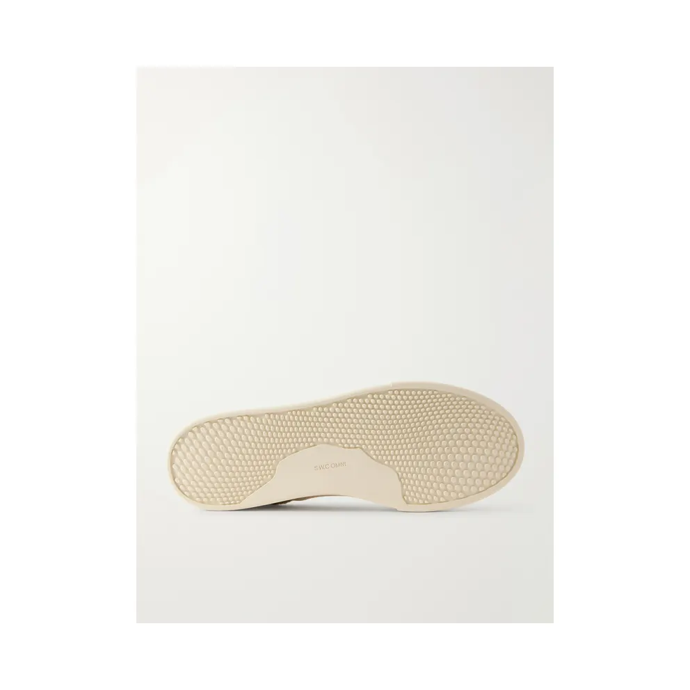 Omni Dellow Suede-Trimmed Distressed Drill Beige (OM01274)