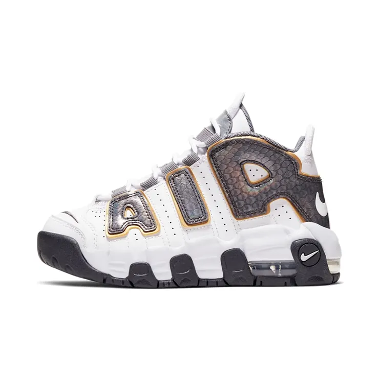 Nike Air More Uptempo White Anthracite Snakeskin “White / Anthracite / Metallic Gold” (CQ4581-100)