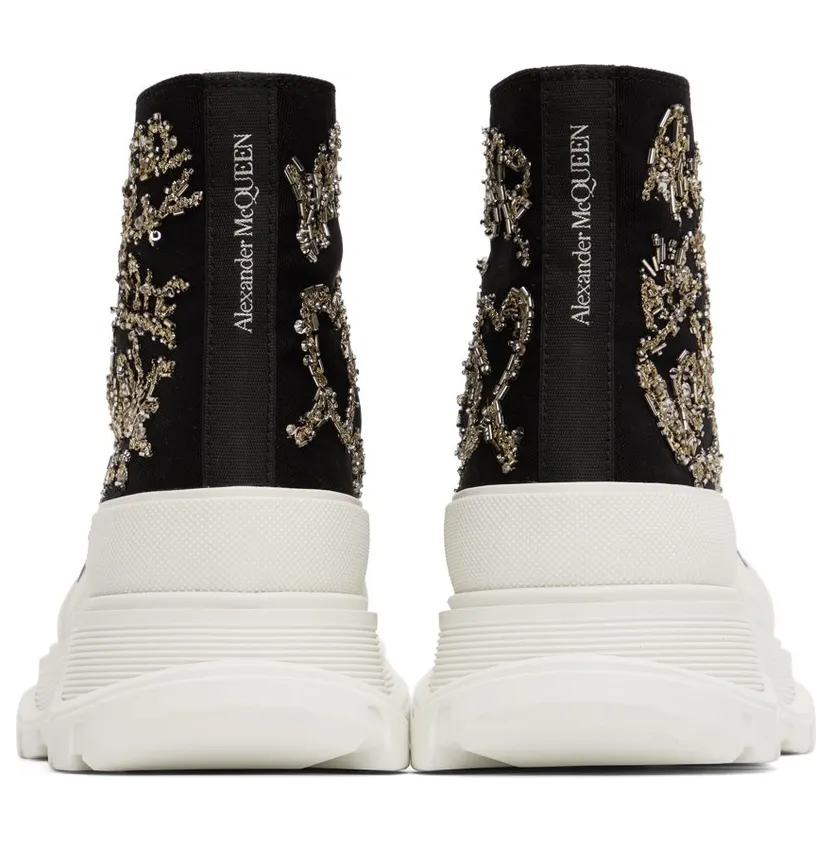 Alexander McQueen Black Slick Platform 1320 BLK/OF.WHI/BLK/ (711110W4TGC) (2)