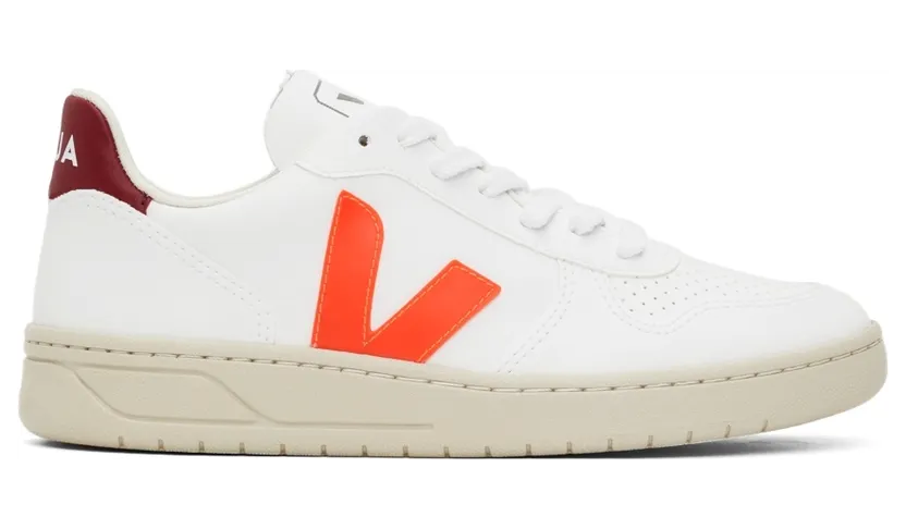 Veja White & Orange V-10 Vegan Sneakers (VX0702785)