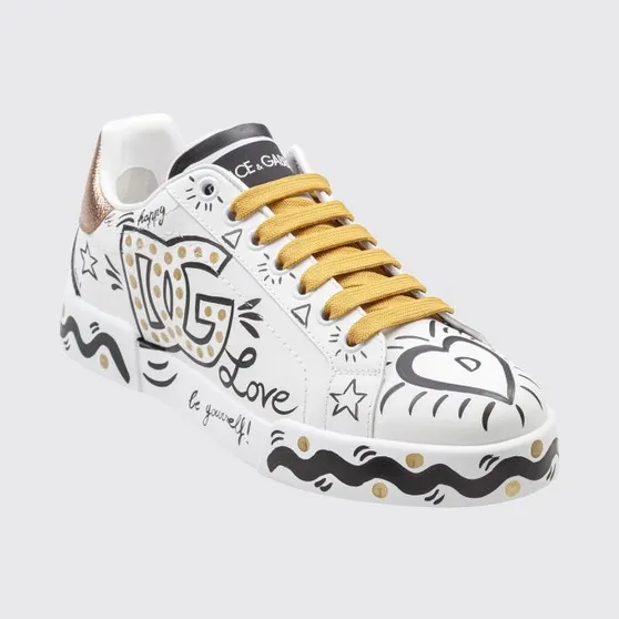 Dolce & Gabbana Portofino Low-Top Sneakers in Calfskin with DG Monogram Print Multicolor (CK2464A3L798M542)