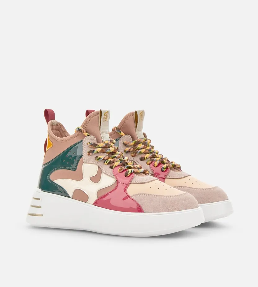 Hi-Top Sneakers Hogan Rebel Pink Green Beige (HXW5640EK42FOV0NA3)