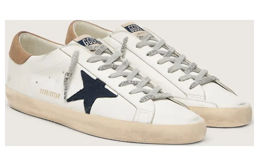 Golden Goose Super-Star In White Leather With Midnight-Blue Canvas Star And Tobacco Leather Heel Tab (GMF00101.F005145.11657) (2)