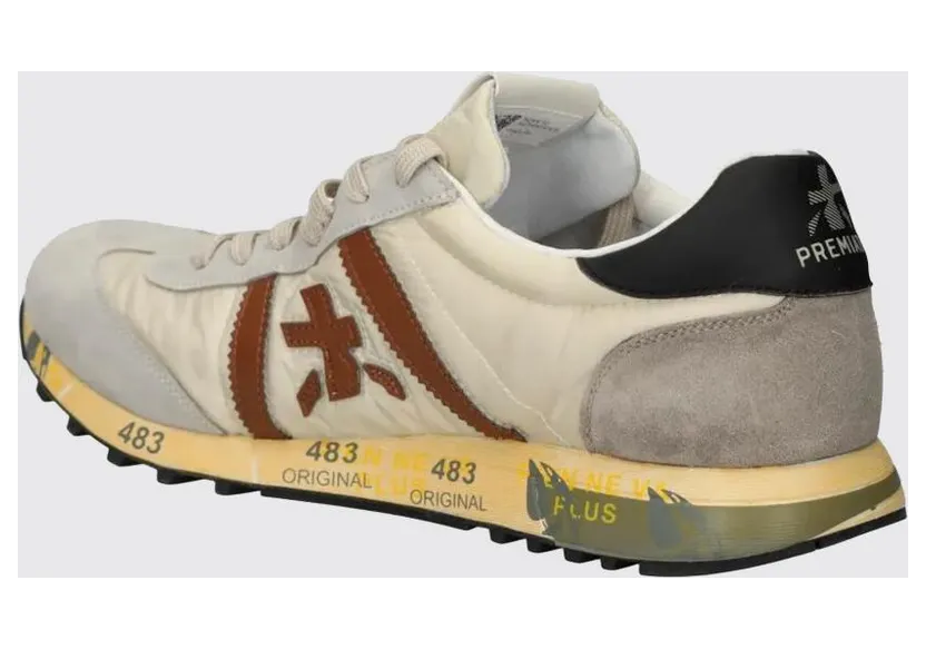 Premiata Lucy Sneakers in Suede and Used Nylon White (LUCY8189) (2)