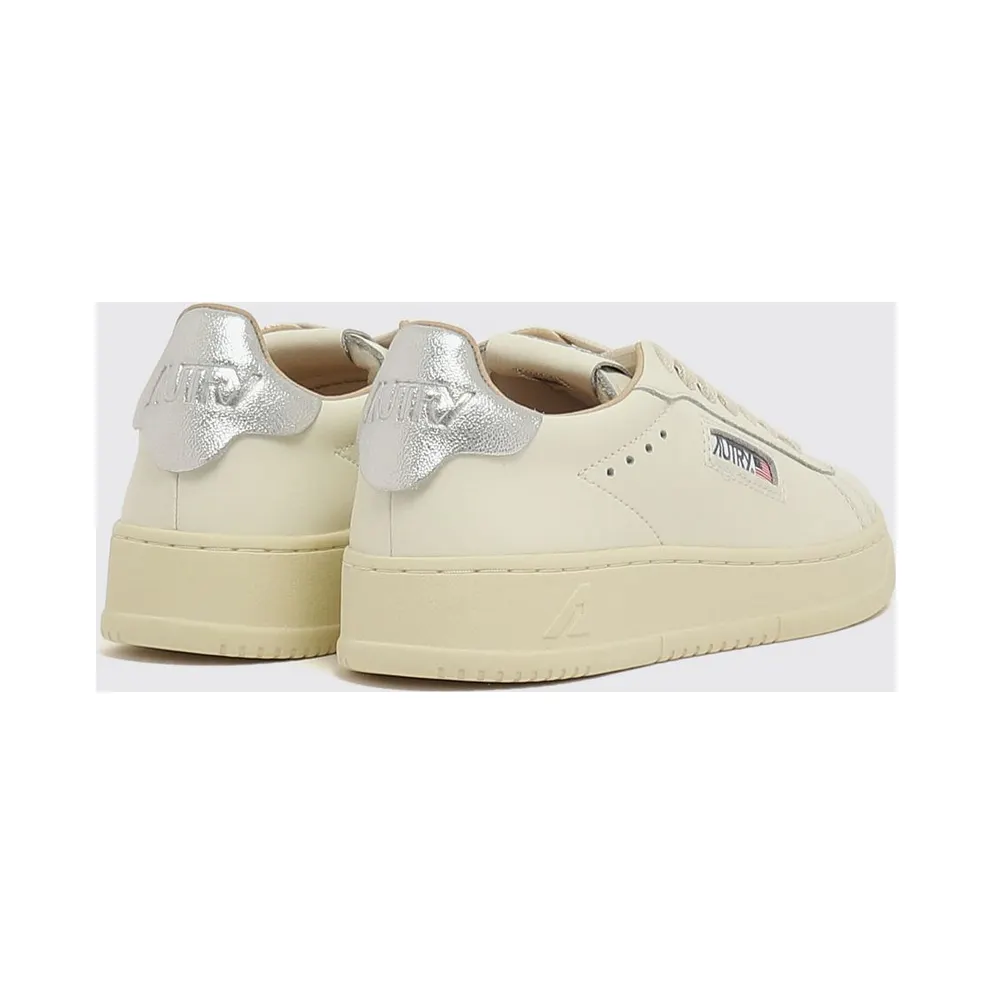 Autry Dallas Low Bicolour Calfskin Leather Trainers with Padded Low-Top Ankle Silver (ADLWMR07)