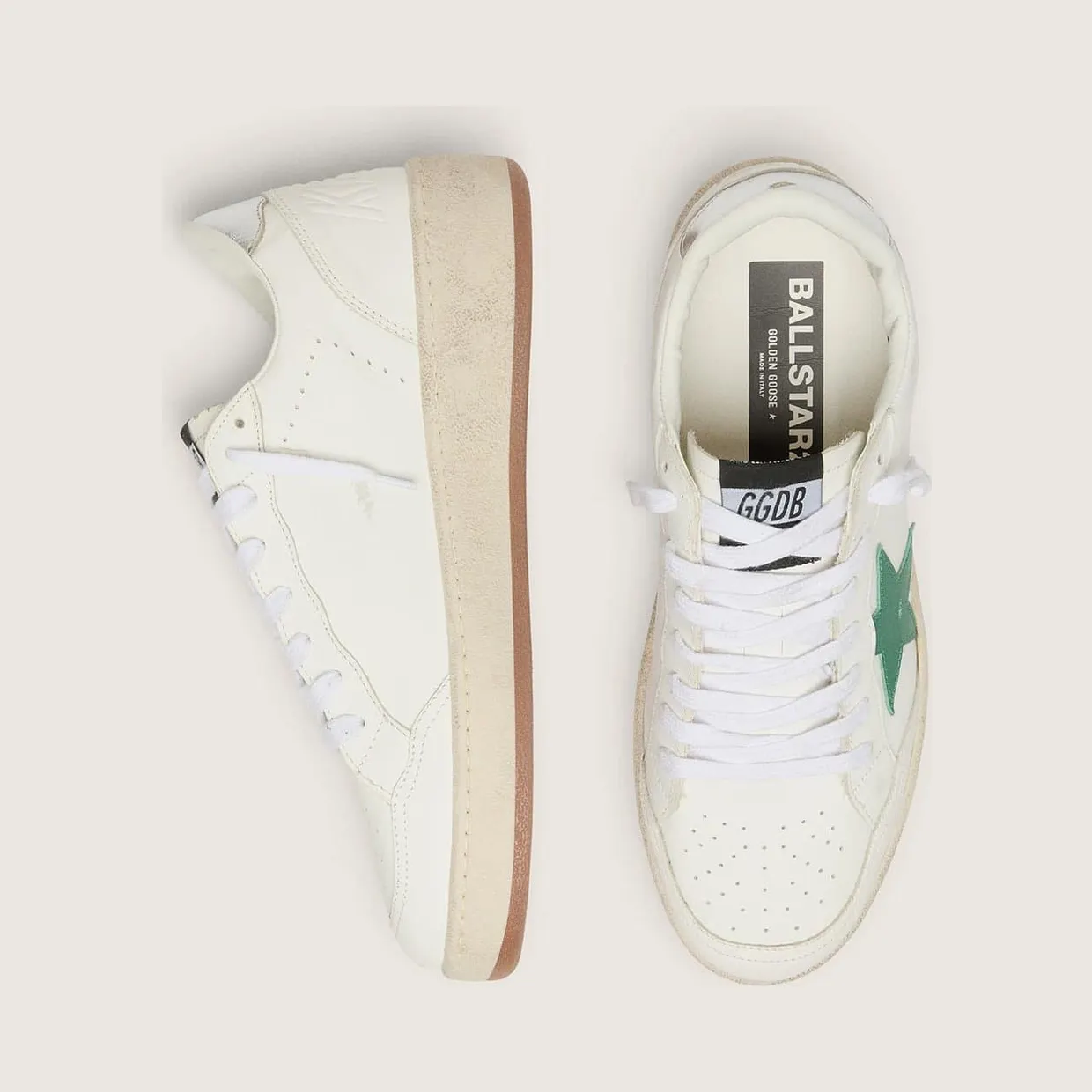Golden Goose Ball Star With Green Leather Star And Metallic Leather Heel Tab (GMF00804.F006971.10630) (3)
