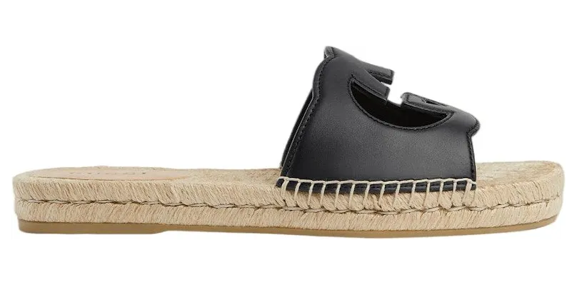 Gucci Interlocking G Cut Slide Sandal Black (725260 US000 1000)