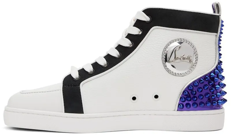 Christian Louboutin White & Black Rantus Spikes Sneakers (1220369)