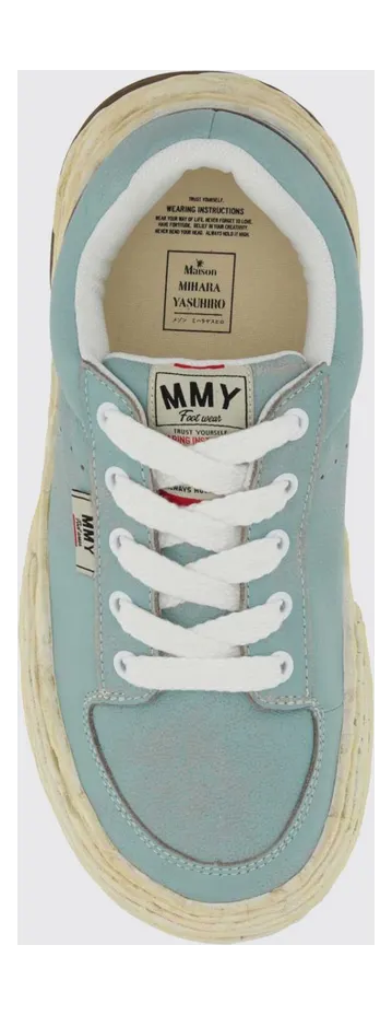 Maison Mihara Yasuhiro Oliver Distressed-Effect Low-Top Leather Sneakers Blue (A16FW707BLUE) (2)