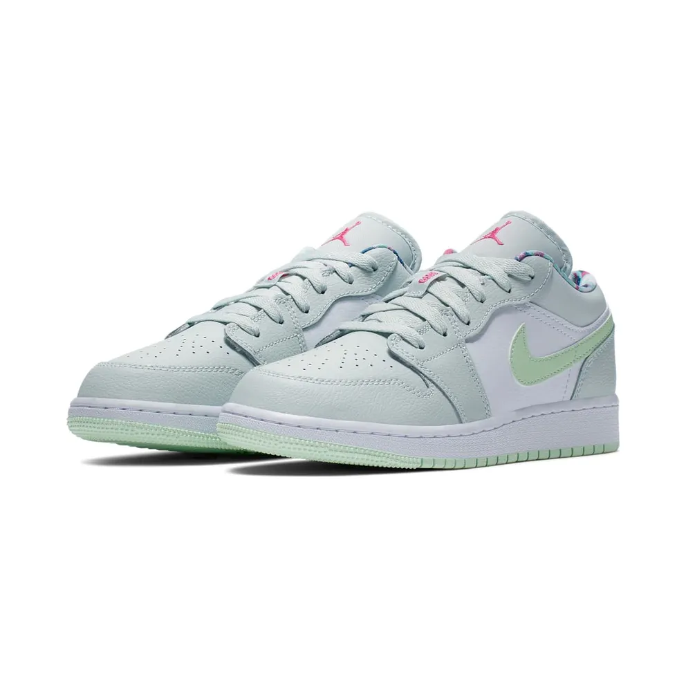Jordan 1 Low Barely Grey Frosted Spruce (GS) Barely Grey/White-Laser Fuchsia-Frosted Spruce (554723-051)