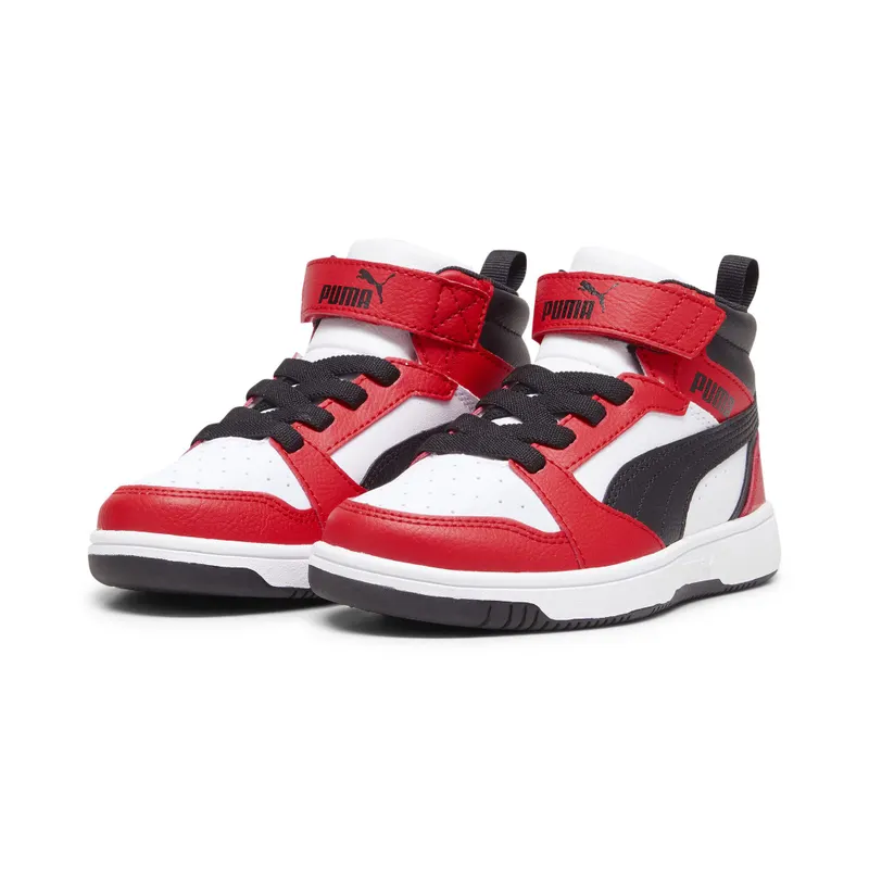 Puma Rebound V6 Mid “Puma White / Puma Black / For All Time Red” (393832_03)