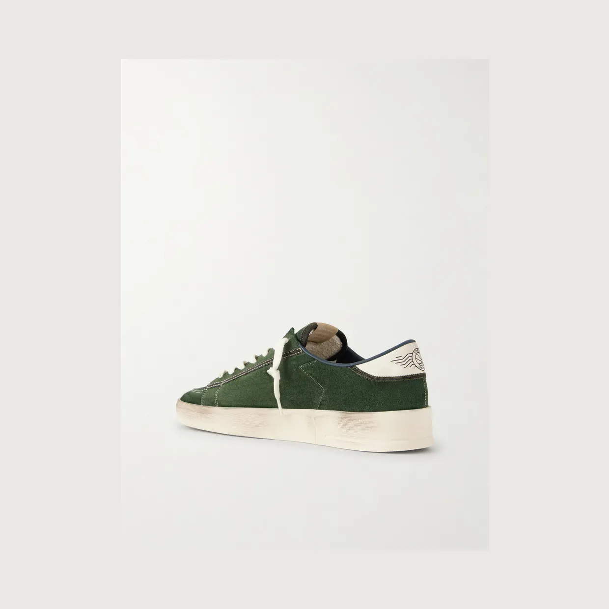 Golden Goose Stardan Distressed Leather-Trimmed Suede Sneakers Green (GMF00333.F008104) (4)