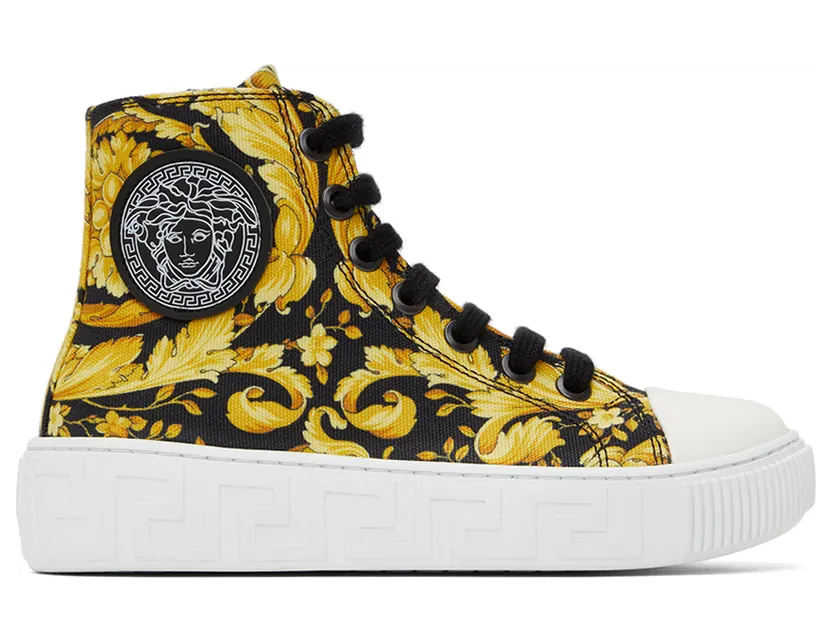 Versace Kids Black & Gold Barocco High Sneakers (10027041A02619)