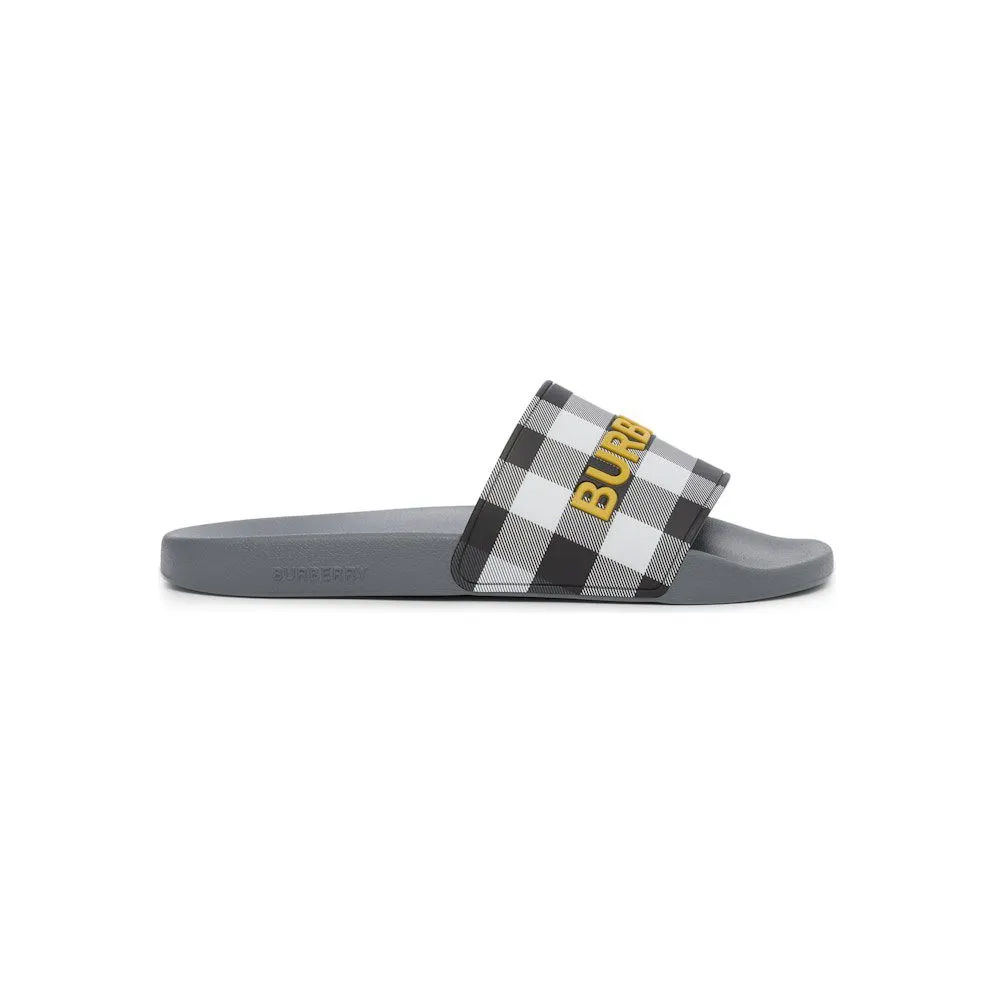 Burberry Logo Detail Check Slides Storm Grey (80629581)