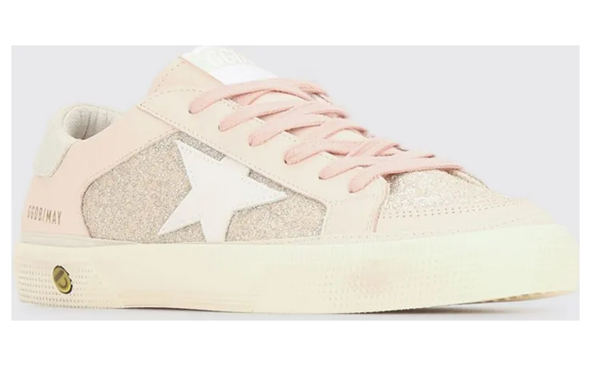 Golden goose Girls’ May Leather and Glitter Fabric Sneakers with Embroidery Pink (GTF00495F00867125818)