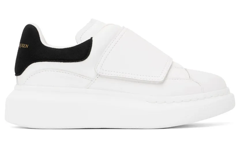 Alexander McQueen Kids White & Black Suede Tab Velcro Oversized Sneakers (587693 WHX12) (6)