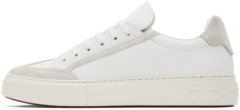 Salvatore Ferragamo White Gancini Low-Top (697630 02B227007)