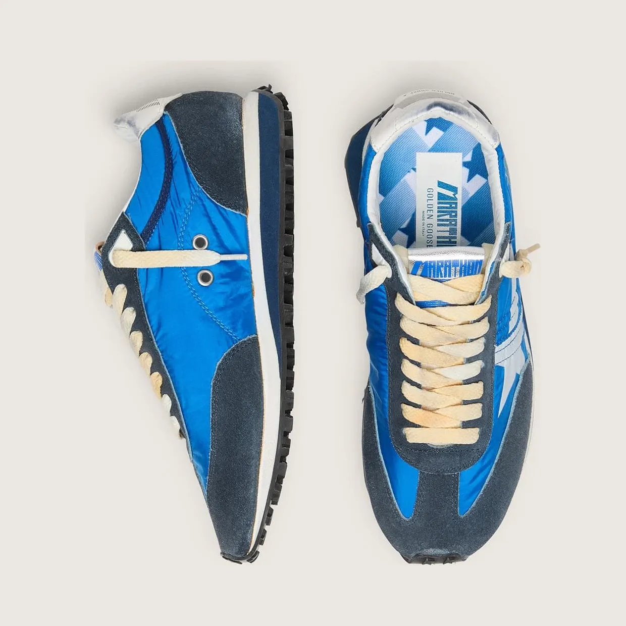 Golden Goose Men’S Marathon With Blue Nylon Upper And White Star (GMF00683.F005463.50738) (3)