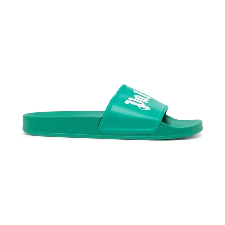 Palm Angels Pool Slides Green White (PMIC001S22PLA0015501)
