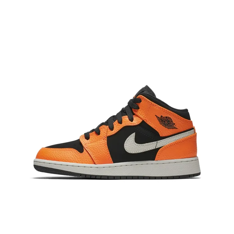 Jordan 1 Mid Black Cone (GS) Black/Cone-Light Bone (554725-062)