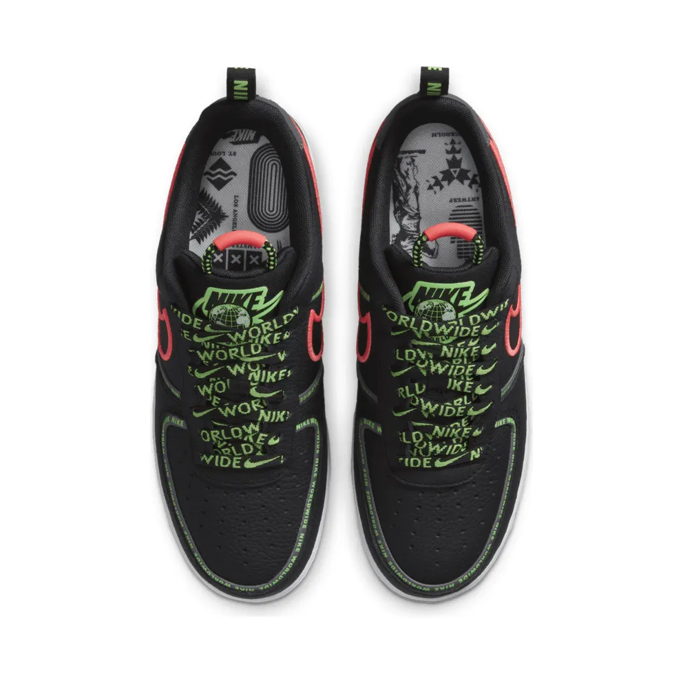 Nike Air Force 1 ’07 Worldwide Black/Flash Crimson/Green Strike (CK7213-001)