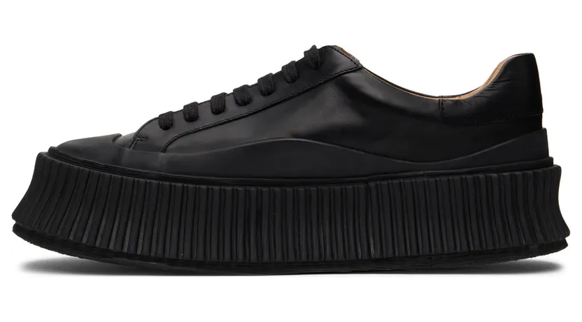 Jil Sander Black Agnellato Platform Sneakers (JS32108A_15010) (3)
