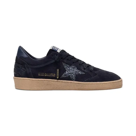 Golden Goose Ball Star aus dunkelblauem Wildleder mit dunkelblauen Glitzer-Stern-Sneakers (GWF00117F008927)