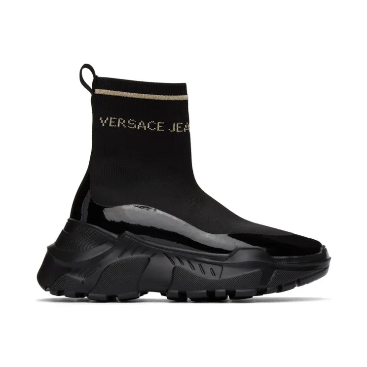 Versace Jeans Couture Black and Gold Logo Speedtrack Sneakers (EE0VWASC5E71932)