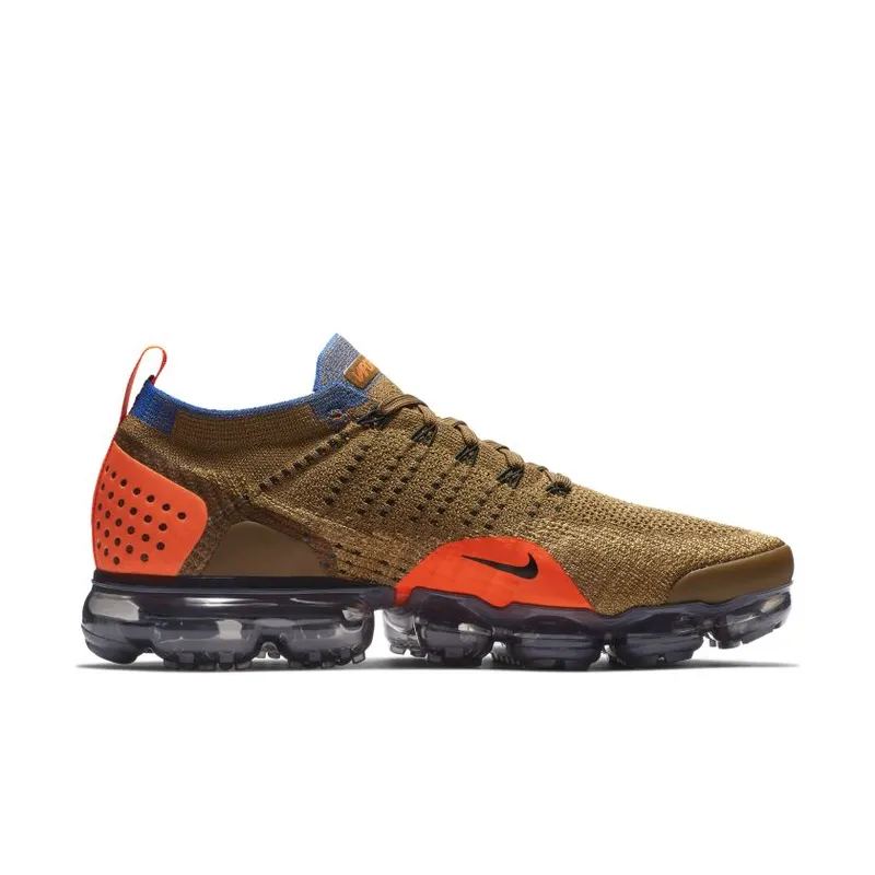 Nike Air VaporMax Flyknit 2 Golden Beige Racer Blue Golden Beige/Racer Blue-Club Gold-Desert Moss-Total Orange-Dark Grey (942842-203)