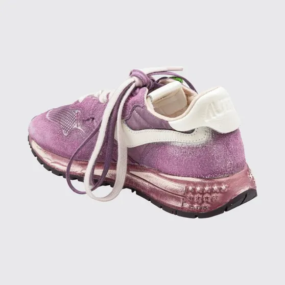 Autry Reelwind Super Vintage Bicolor Low-Top Sneakers in Suede and Mesh Pink (WVLWYG05)