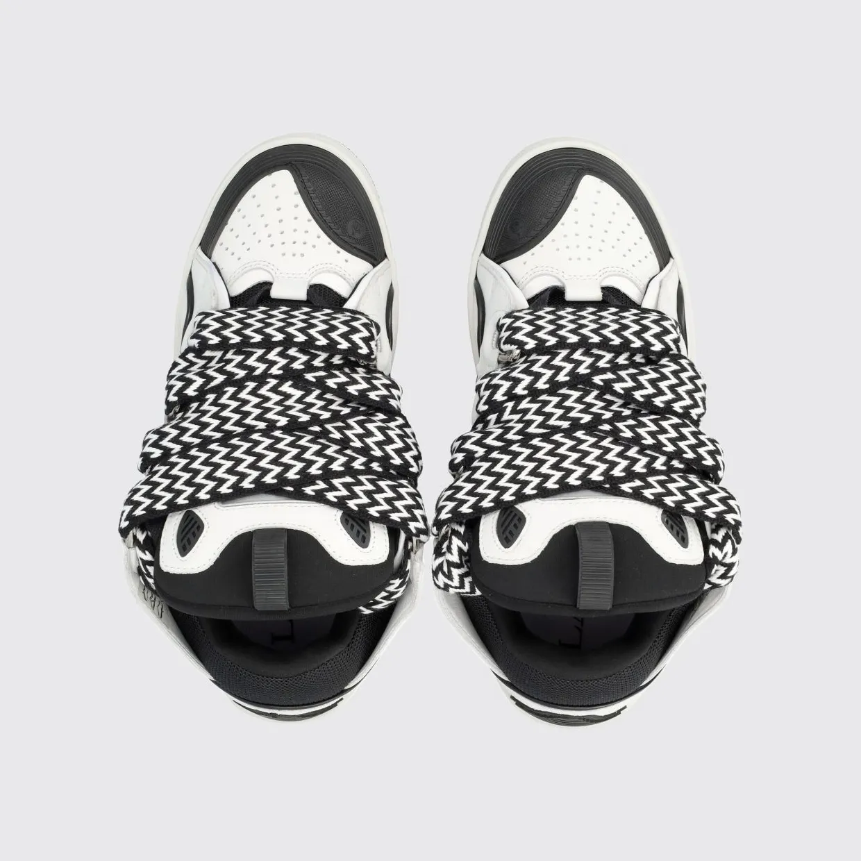 Lanvin Curb Low-Top Leather and Mesh Trainers with Bicolour Design White (FUSKDK12BICO0010) (3)