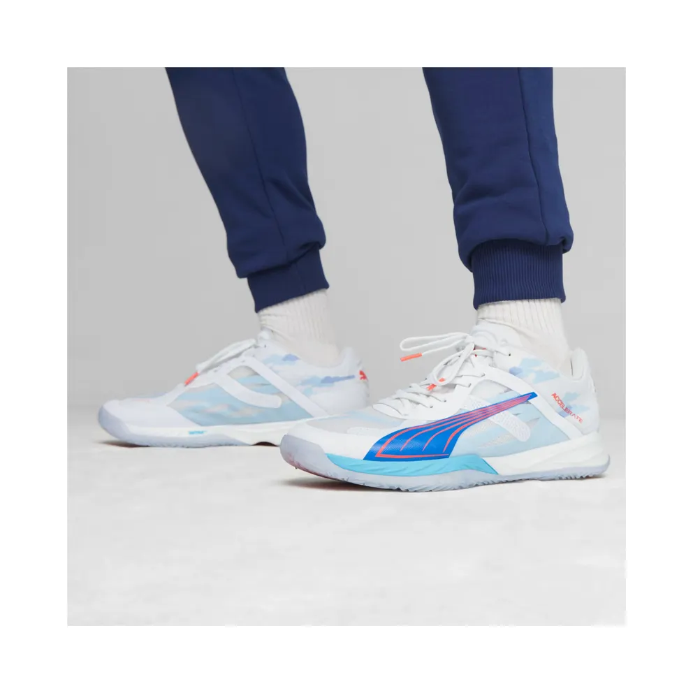 Puma Accelerate NITRO SQD Abalo Indoor Shoes White/Blue/Pink (107591-01)
