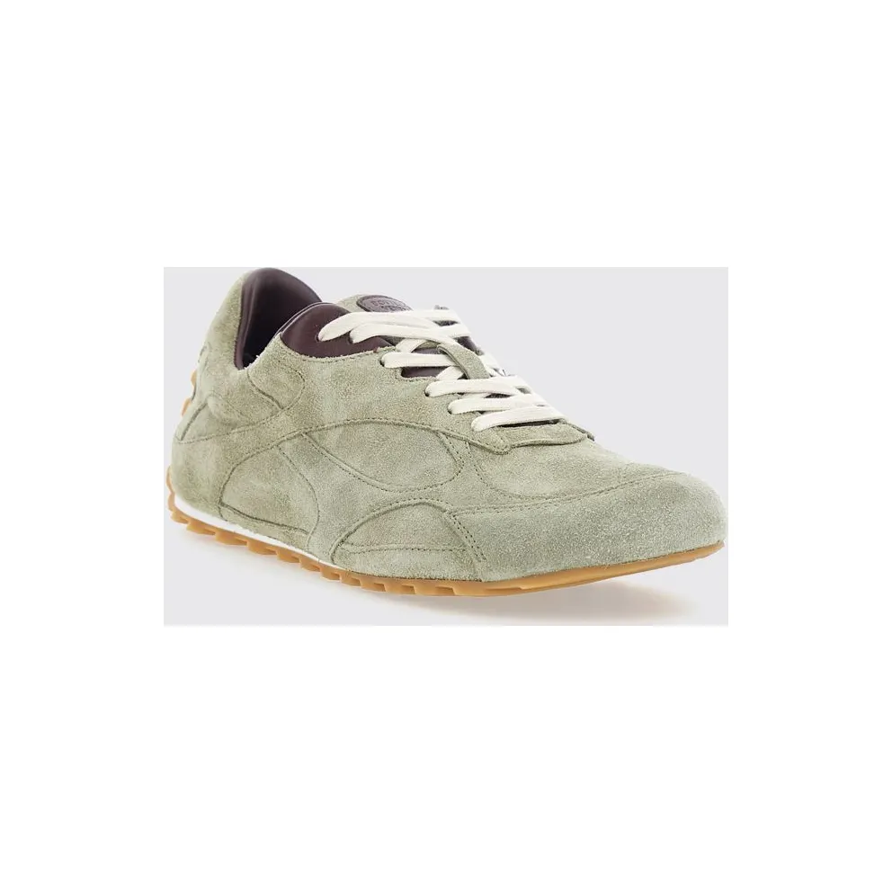 Bottega Veneta Orbit Flash Suede Sneakers with Notched Sole Beige (867941V3MS03063)