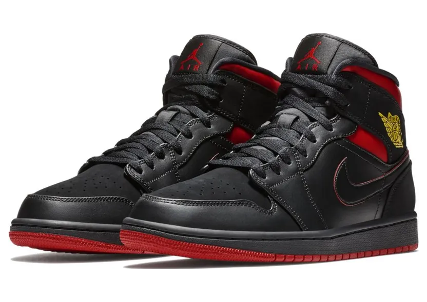 Air Jordan 1 Retro Mid Black Gym Red (554724-076)