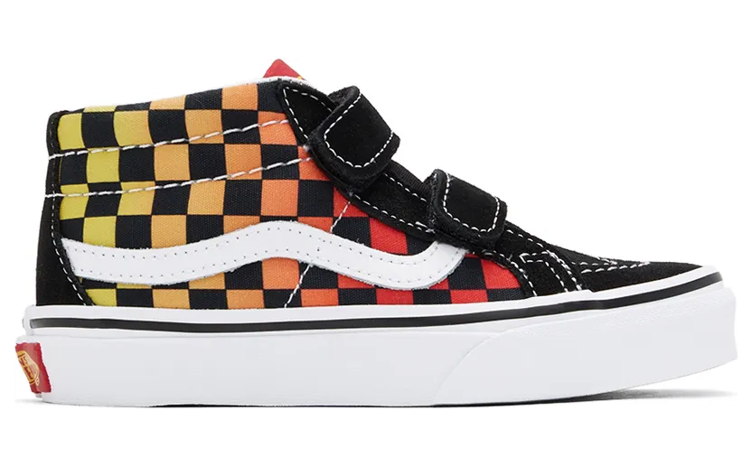 Vans Kids Black Flame Logo Repeat Sk8-Mid Reissue V Little Kids Sneakers (VN0A38HHABX1)