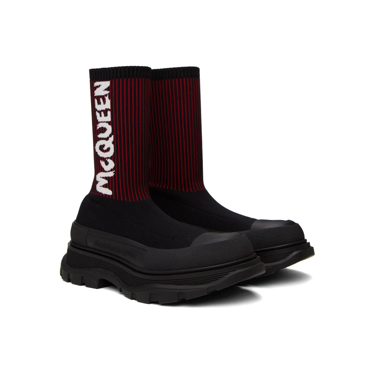 Alexander McQueen Black & Red Graffiti Tread Slick High-Top 1550 BLK/WEL.RED/WHI (705671W4UD1) (4)