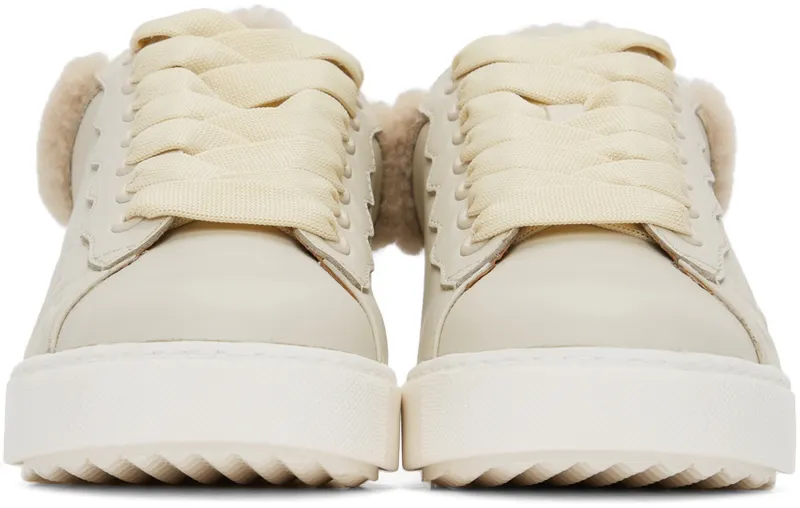 See by Chloé Off-White Leather & Shearling Essie Sneakers (SB35191A 15380)