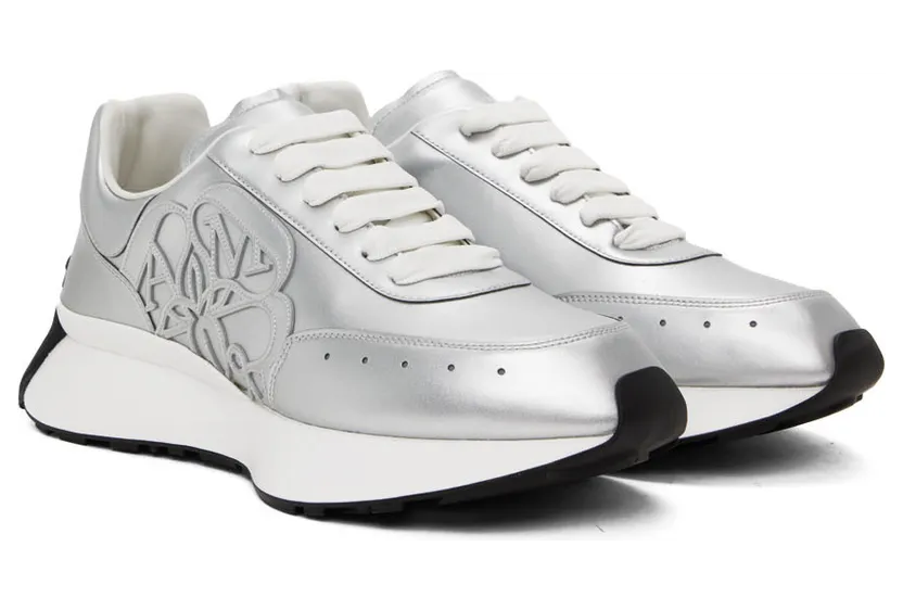 Alexander McQueen Silver Sprint Runner Sneakers (711104W4SL4) (4)
