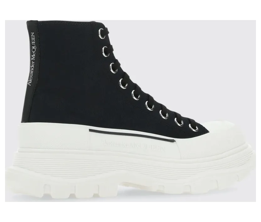 Mcqueen Tread Slick Cotton Canvas Sneakers Black (697080W4MV21070) (2)