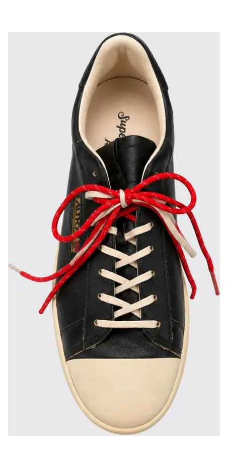 Autry Dallas Vintage Leather Sneakers with Embroidery and a Worn-Out Effect Black (DVLMOJ01) (2)
