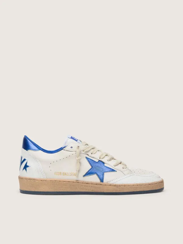 Golden Goose Women’S Ball Star Wishes In White Nappa Leather With Bright Blue Star And Heel Tab (GWF00117.F005822.10793)