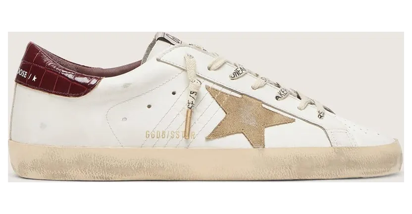 Golden Goose Super-Star With Sand Suede Star And Red Croc-Print Leather Heel Tab (GMF00101.F006611.10531)