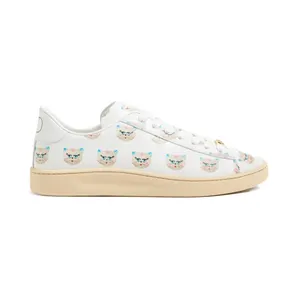 Valentino Garavani Royco van nappa kalfsleer met Le Chat De La Maison-patroon “White” (YS0K34EAM)