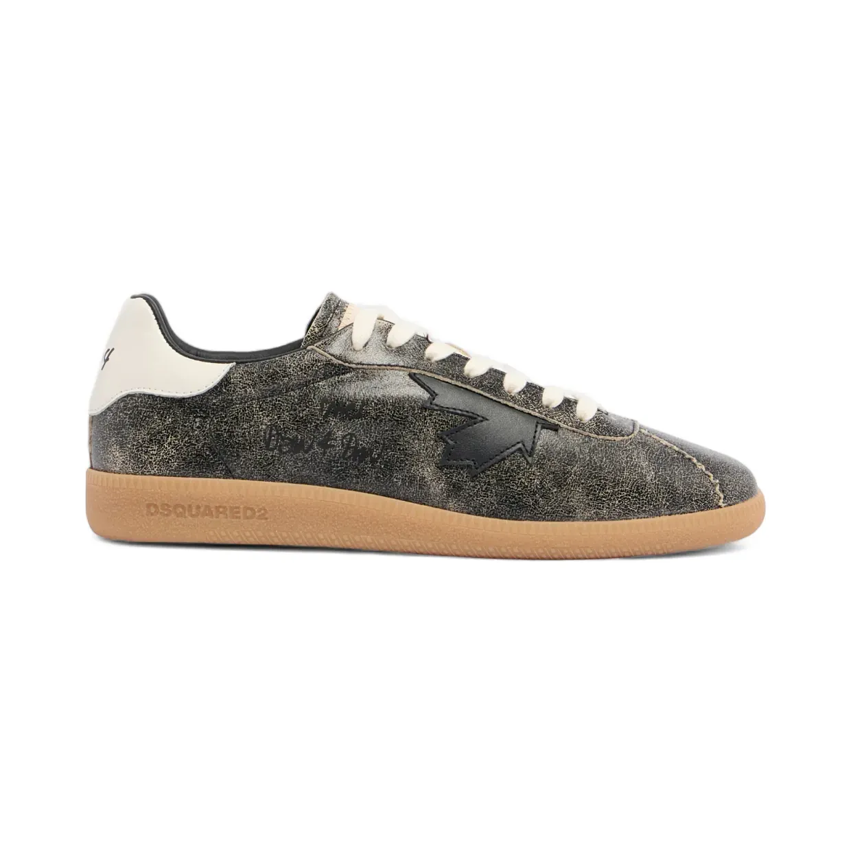 DSQUARED2 Rebels leren met gebarsten effect “Grey” (SNM046843108439)